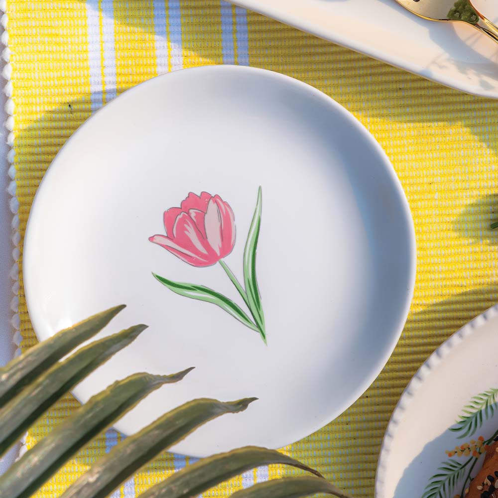 Pink Tulip Dessert Plate