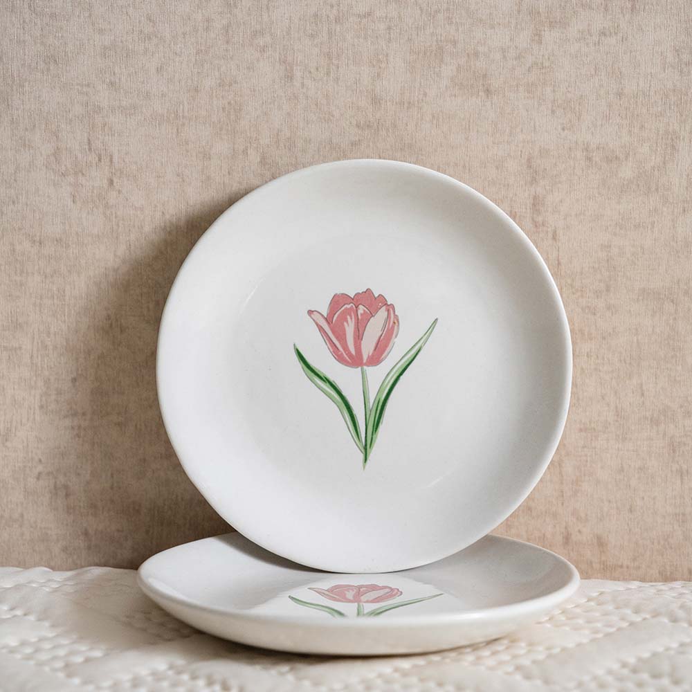 Pink Tulip Dessert Plate
